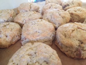 an array of freshly baked coconut biscuits