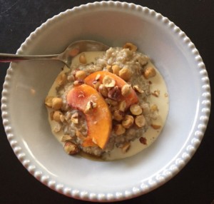 Image of steel cut oats cereal with peaches by Dorothy Calimeris