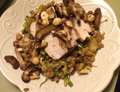 Farro with Brussels Sprouts and Chicken with Shiitake