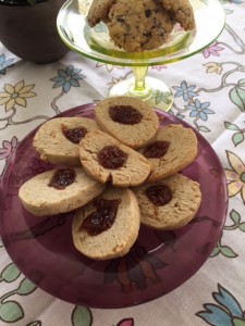 Gorgonzola Walnut Cookies with Fig Jam on a plate