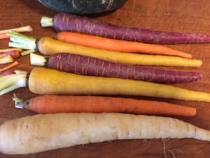 an array of rainbow carrots