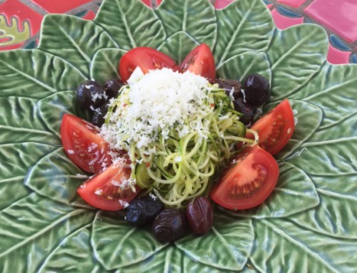 Recipe: Zucchini Noodle Tomato Olive Salad with Ricotta Salata